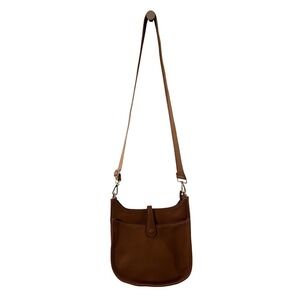 Ah-dorned Camel Pebbled Vegan Leather Crossbody Messenger Bag Gold Hardware